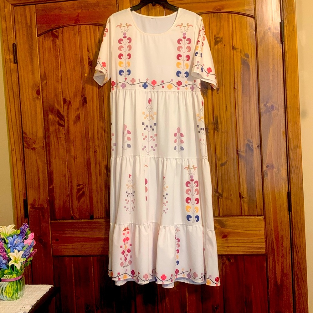 Summer long dress with floral print